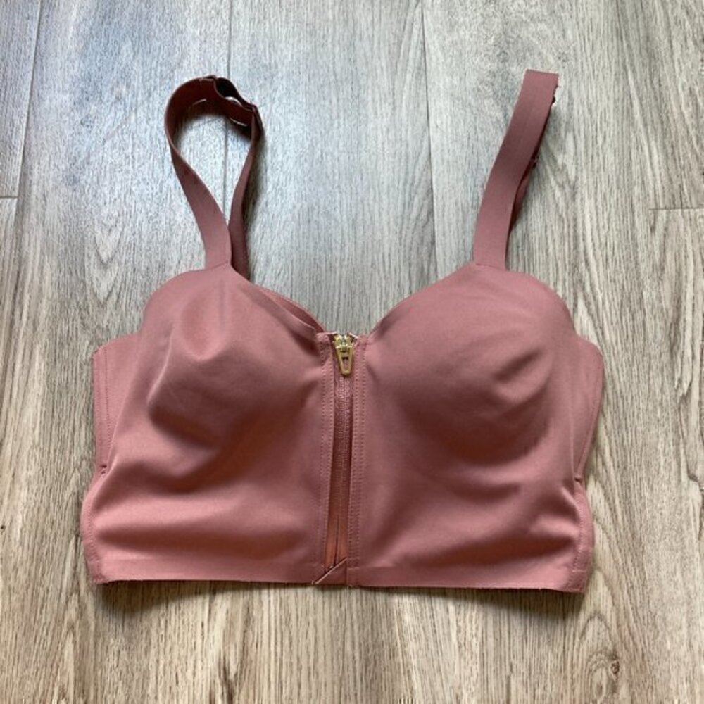 Dusty Pink Zip Up Bustier Crop Top Size M